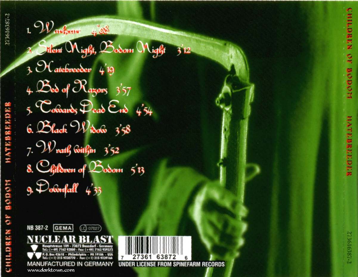 Children Of Bodom  Hatebreeder  back